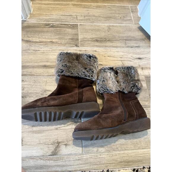 AQUATALIA “KATHY” BROWN SUEDE FAUX FUR BOOTS SIZE 9 RP $600 MADE IN ITALY GC! - Picture 5 of 11